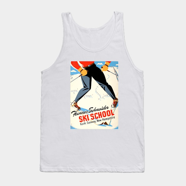 Hannes Schneider Ski School, North Conway, New Hampshire - Vintage Travel Ski Poster Tank Top by GoshaDron